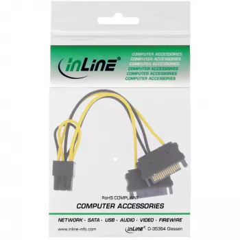 InLine verkkosovitin 2x SATA / 6-pin PCIe-näytönohjaimelle 26628B