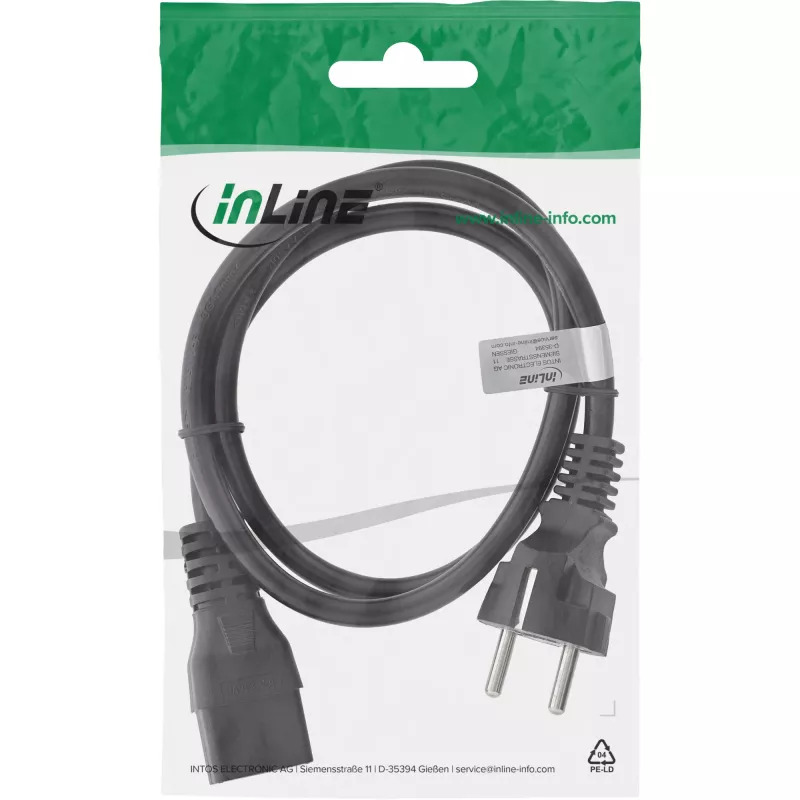 InLine virtajohto 16A CEE 7/7 suora / IEC320/C19 3 m