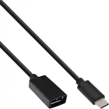 InLine USB 3.2 Gen.1x2 adapterikaapeli, USB-C pistoke / A liitäntä, musta, 0,15 m
