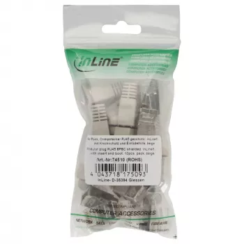 InLine puristuspistoke RJ45 8P8C suojattu pujotusavustimella ja taittosuojalla beige