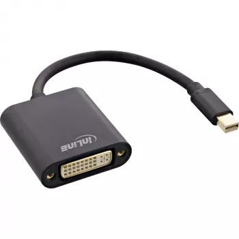InLine Mini DisplayPort pistoke / DVI-D 24+1 adapteri liitäntä alumiini musta, 0,15 m