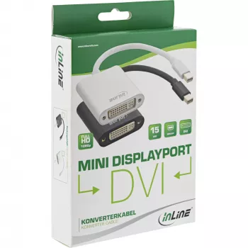 InLine Mini DisplayPort pistoke / DVI-D 24+1 adapteri liitäntä alumiini musta, 0,15 m