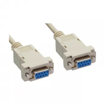 InLine nullmodem-kaapeli DB9-naaras/naaras, klipsattu, harmaa, 2 m