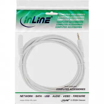 InLine audiokaapeli, 3,5 mm plugi/liitin, stereo, valkoinen/kulta 10 m