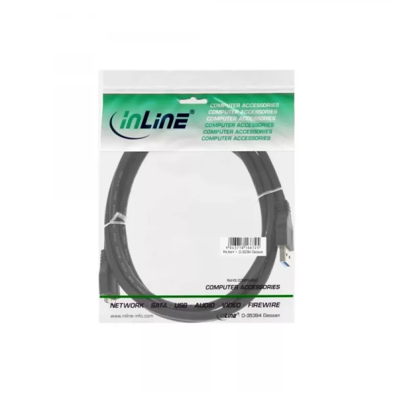 InLine USB 3.2 Gen.1 -kaapeli Type-A-plugi / Micro-B-plugi, musta, 2 m