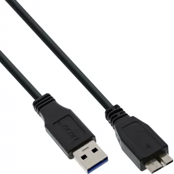 USB 3.2 Gen.1 -kaapeli Type-A-plugi / Micro-B-plugi InLine 35410 1 m musta