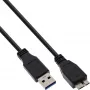 USB 3.2 Gen.1 -kaapeli Type-A-plugi / Micro-B-plugi InLine 35410 1 m musta