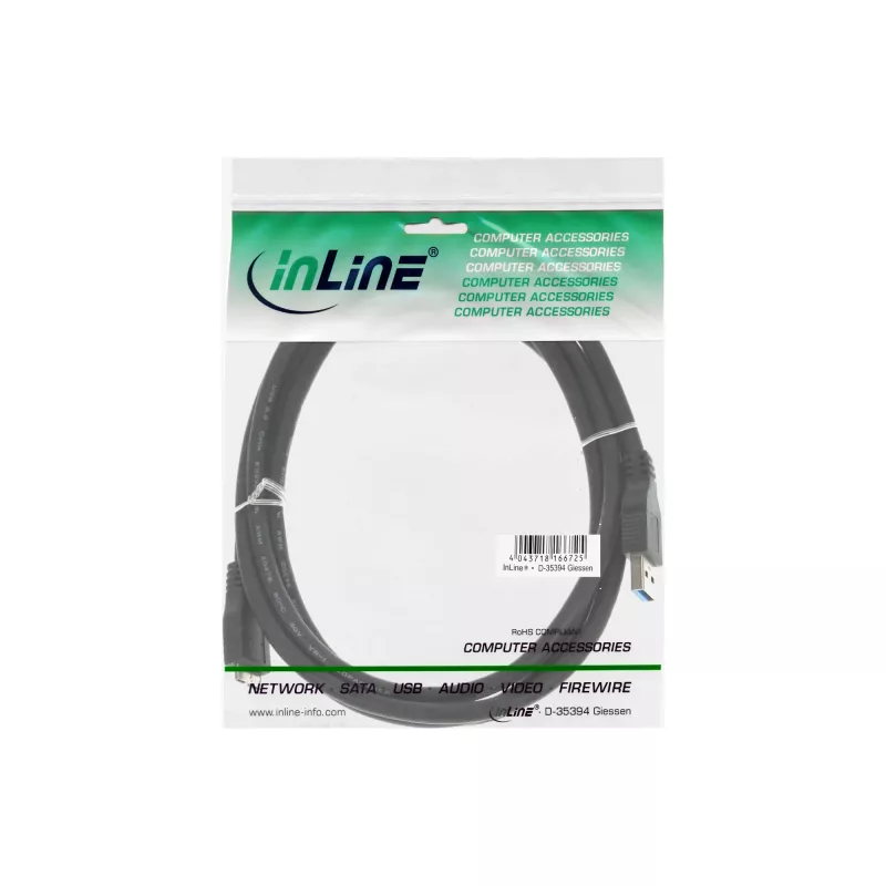 USB 3.2 Gen.1 -kaapeli Type-A-plugi / Micro-B-plugi InLine 35410 1 m musta