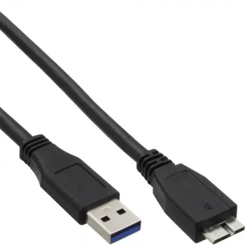 InLine USB 3.2 Gen.1 -kaapeli Type-A-plugi / Micro-B-plugi, musta, 0,5 m