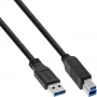 InLine USB 3.2 Gen.1 -kaapeli Type-A-plugi / Type-B-plugi, musta, 0,5 m