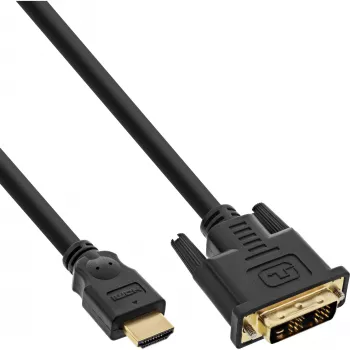 InLine HDMI - DVI -kaapeli uros / 18+1 uros kullattu 5 m