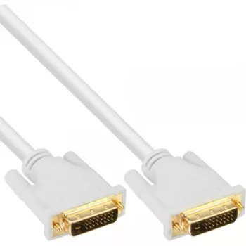 InLine DVI-D-kaapeli 24+1 uros/uros DVI Dual Link valkoinen/kulta 3 m