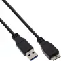 InLine USB 3.2 Gen.1 Kaapeli, USB-A - Micro-USB B, 5 m, musta (35450)