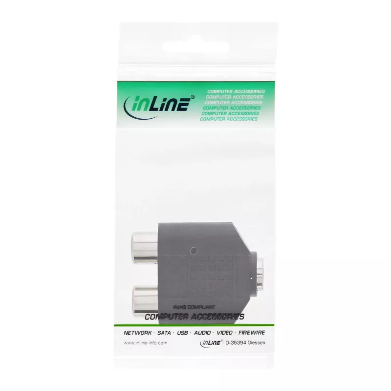 Audiosovitin 3,5 mm liitäntä, naaras stereo / 2x RCA, naaras InLine 99346