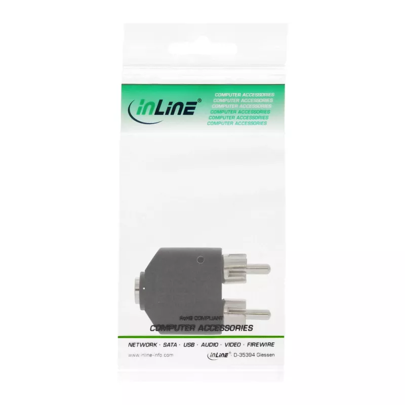Audiosovitin 3,5 mm plugiliitäntä stereo / 2x RCA-uros InLine 99343