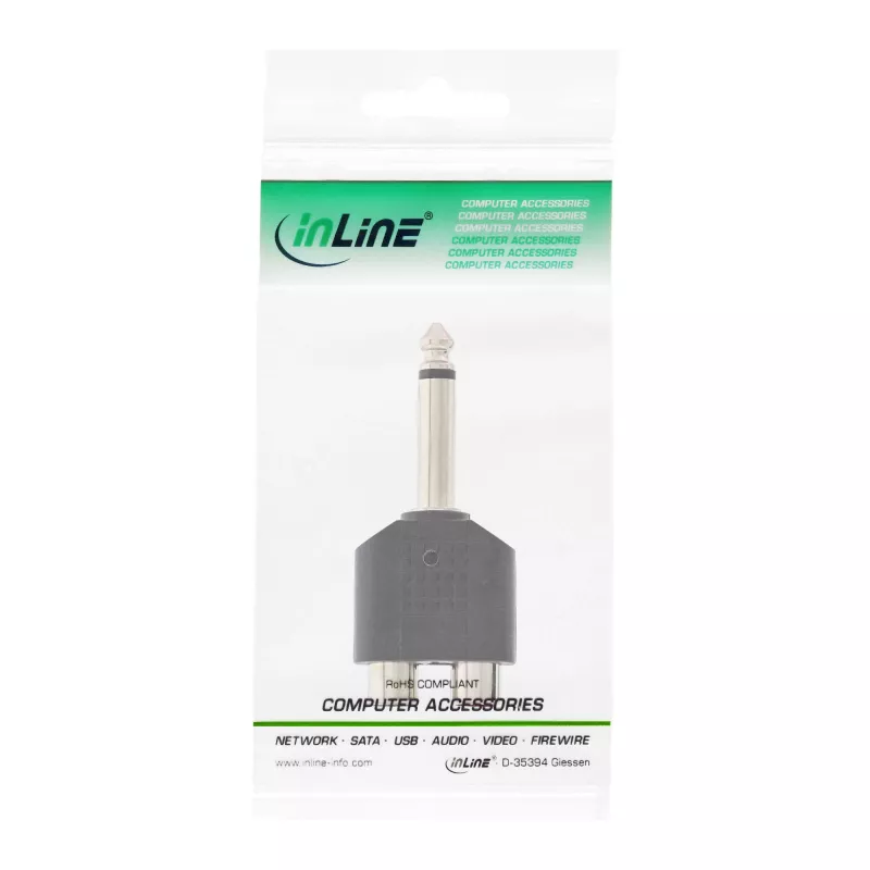 InLine audiosovitin 6,3 mm plugiuros mono / 2x RCA-liitäntä