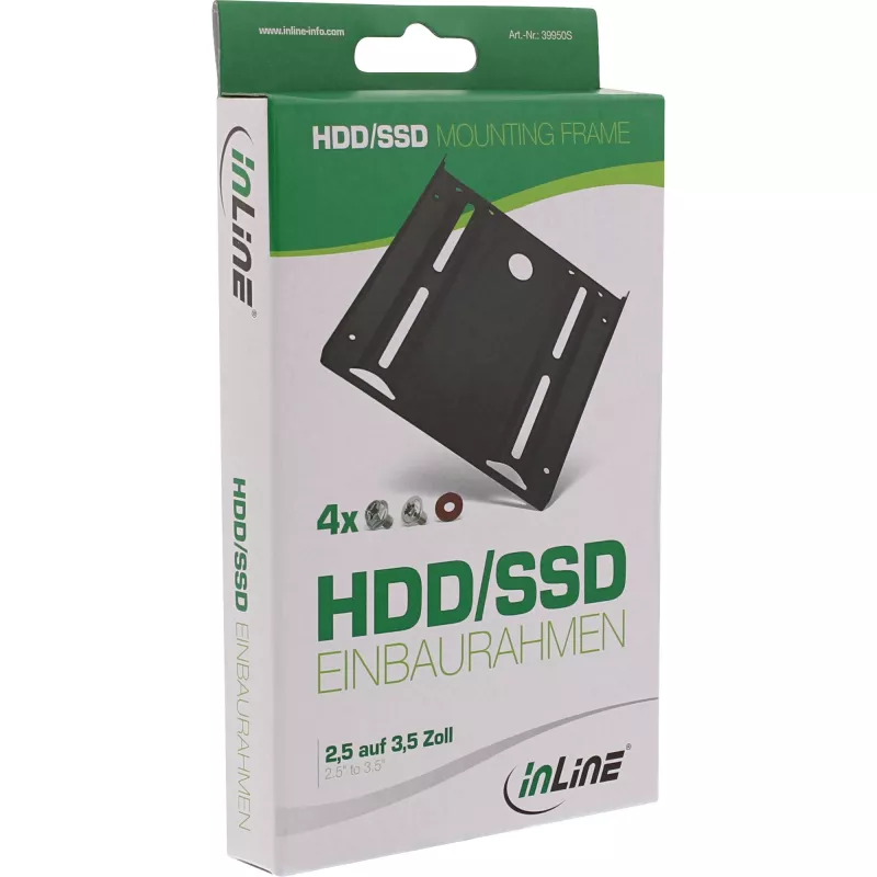 InLine HDD/SSD-asennuskehys, 2,5 tuumaa - 3,5 tuumaa, ruuveilla, musta