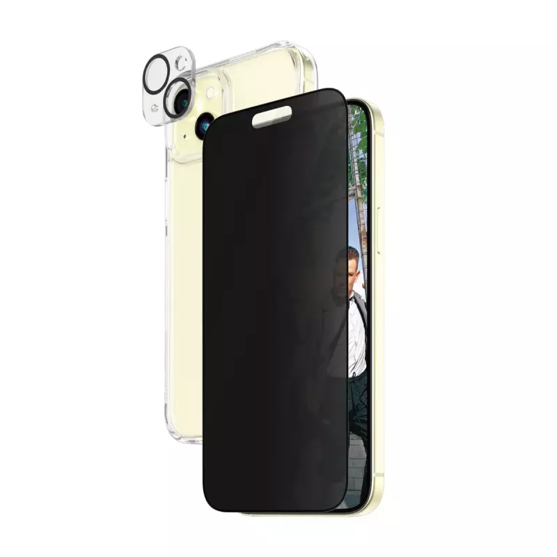 PanzerGlass Privacy 3-in-1 -pakkaus iPhone 15 Plus panssarilasi