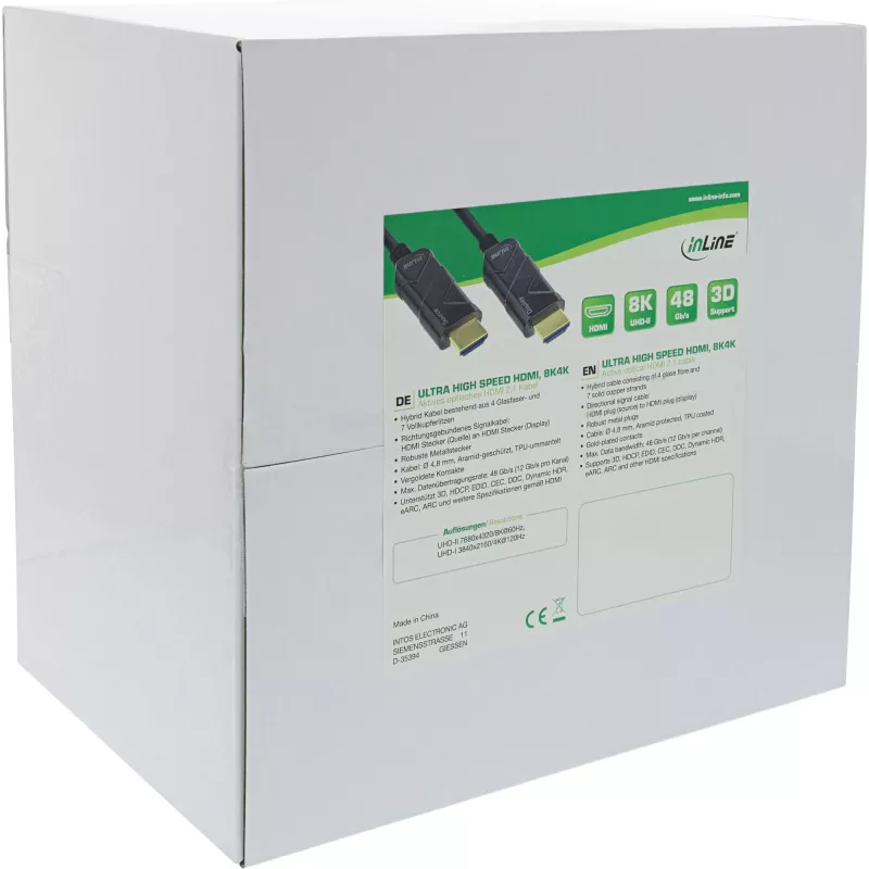 InLine HDMI AOC -kaapeli, Ultra High Speed HDMI -kaapeli, 8K4K, musta, 80 m