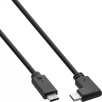 InLine USB 3.2 Gen.2 -kaapeli, USB-C uros/uros kulmaliitin, musta, 0,3 m