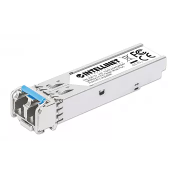 Intellinet Gigabit Fiber SFP optinen lähetin-vastaanotinmoduuli 1000Base-LX (LC) yksimuotoportti, 10 km, HPE-yhteensopiva, hopea