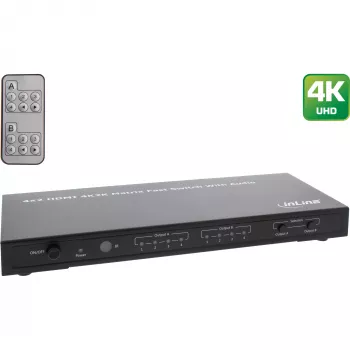 InLine HDMI-matriisikytkin, 4K2K, 4 tuloa 2 lähtöön