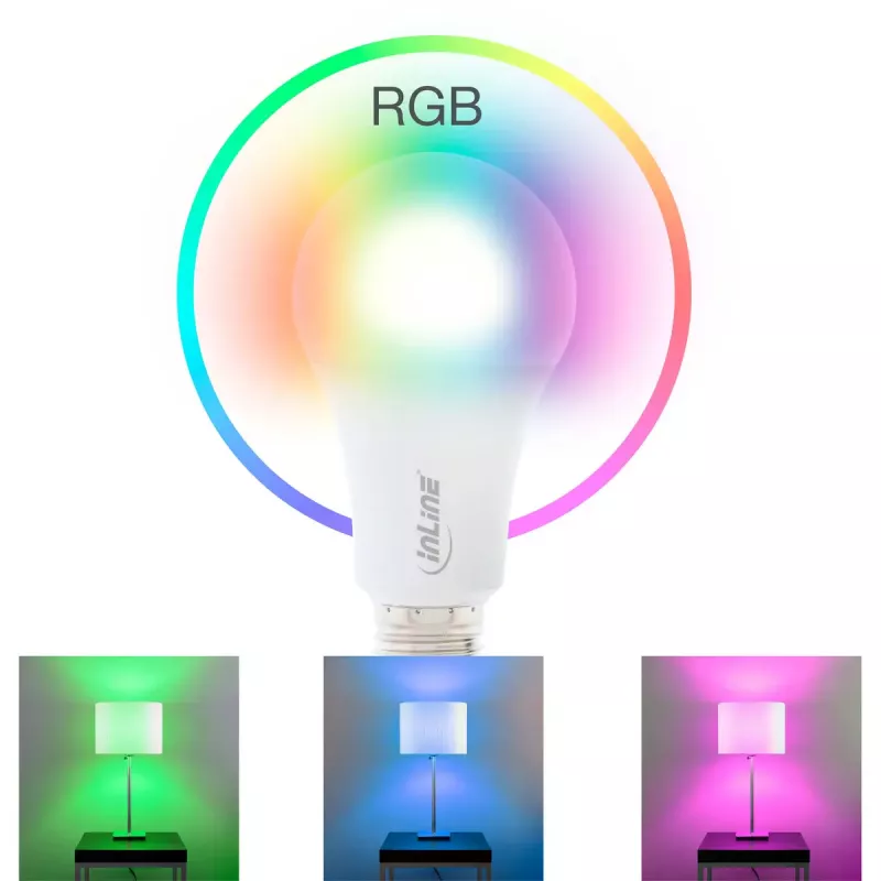 InLine SmartHome LED-lamppu RGB E27, 900LM