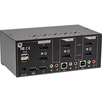 InLine Desktop KVM-kytkin, 2-porttinen, kahden näytön DisplayPort 1.2, 4K, USB 2.0