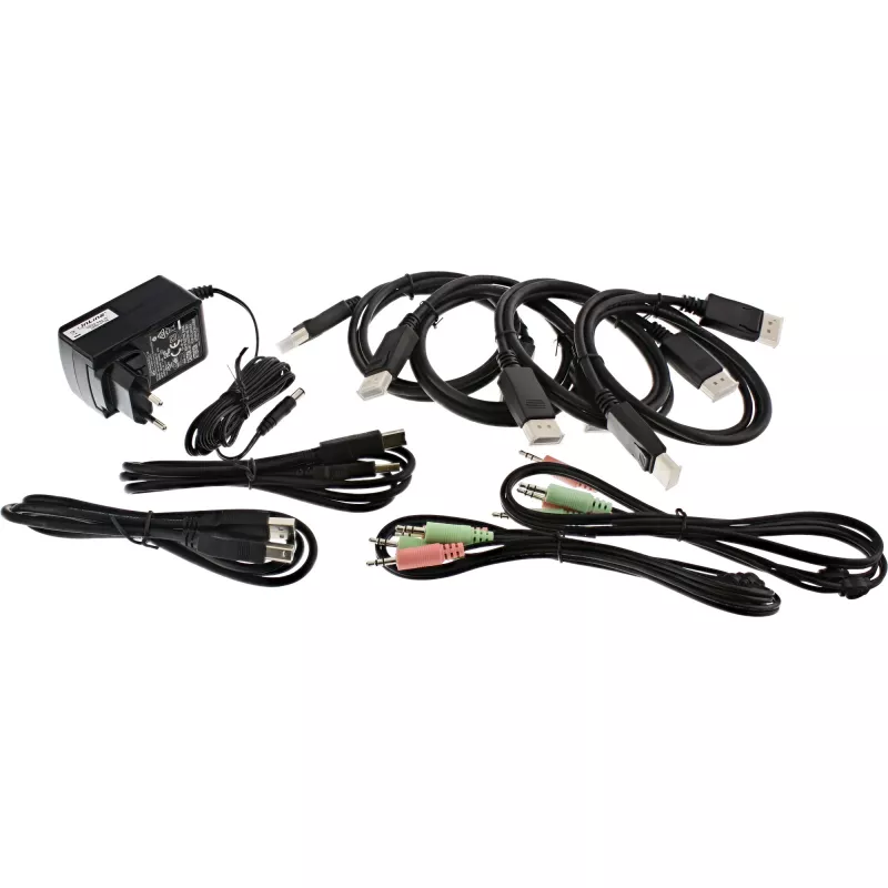 InLine Desktop KVM-kytkin, 2-porttinen, kahden näytön DisplayPort 1.2, 4K, USB 2.0