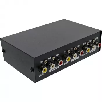 InLine AV-kytkin manuaalinen 2-porttinen 3x RCA IN/OUT Composite musta
