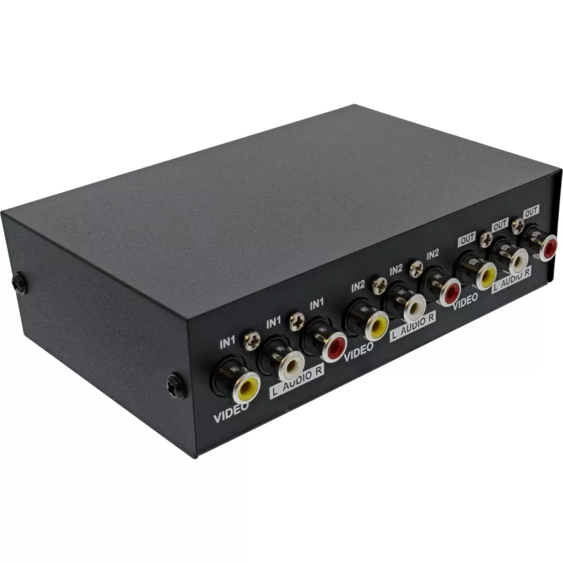 InLine AV-kytkin manuaalinen 2-porttinen 3x RCA IN/OUT Composite musta