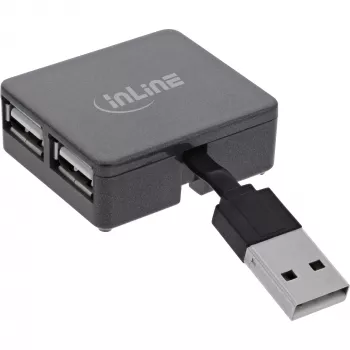 InLine USB 2.0 4-porttinen keskitin, USB-A-uros 4x USB-A-naaras, kaapeli 4cm