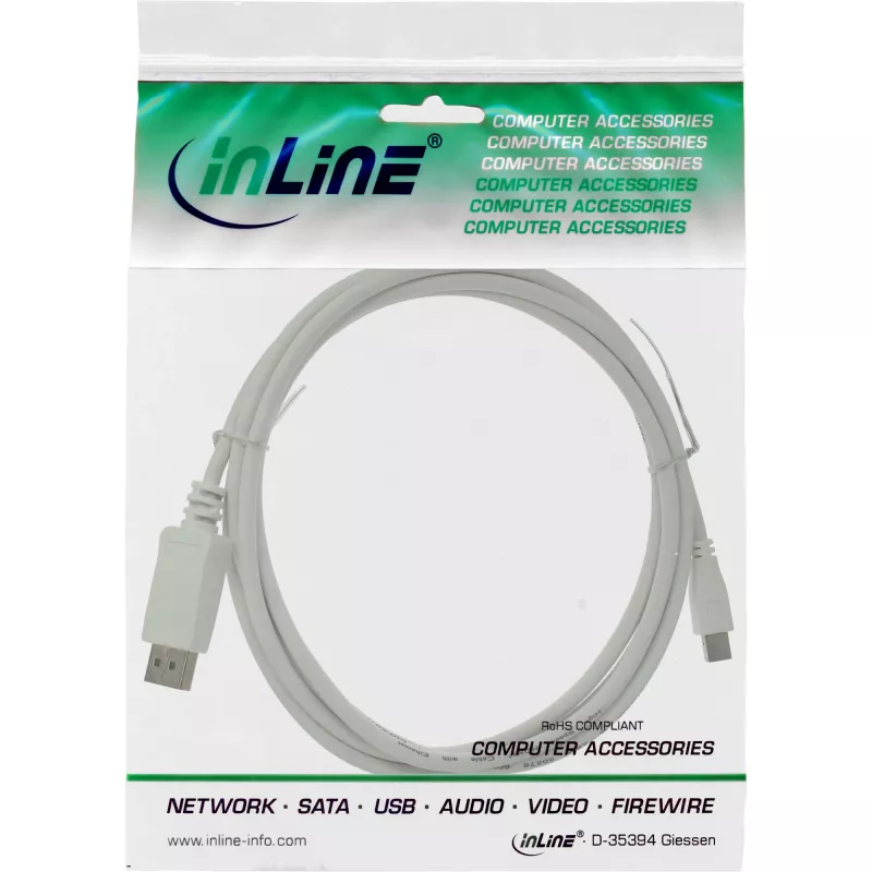 InLine Mini DisplayPort - DisplayPort -kaapeli valkoinen 1 m