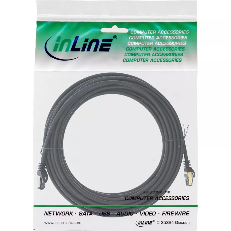 InLine patch-kaapeli S/FTP PiMF Cat.8.1 halogeeniton 2000M Hz musta, 10 m