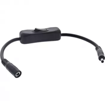 InLine DC-kaapeli kytkimellä, DC-pistoke/liitin 4,0x1,7 mm, AWG 18, musta, 0,20 m