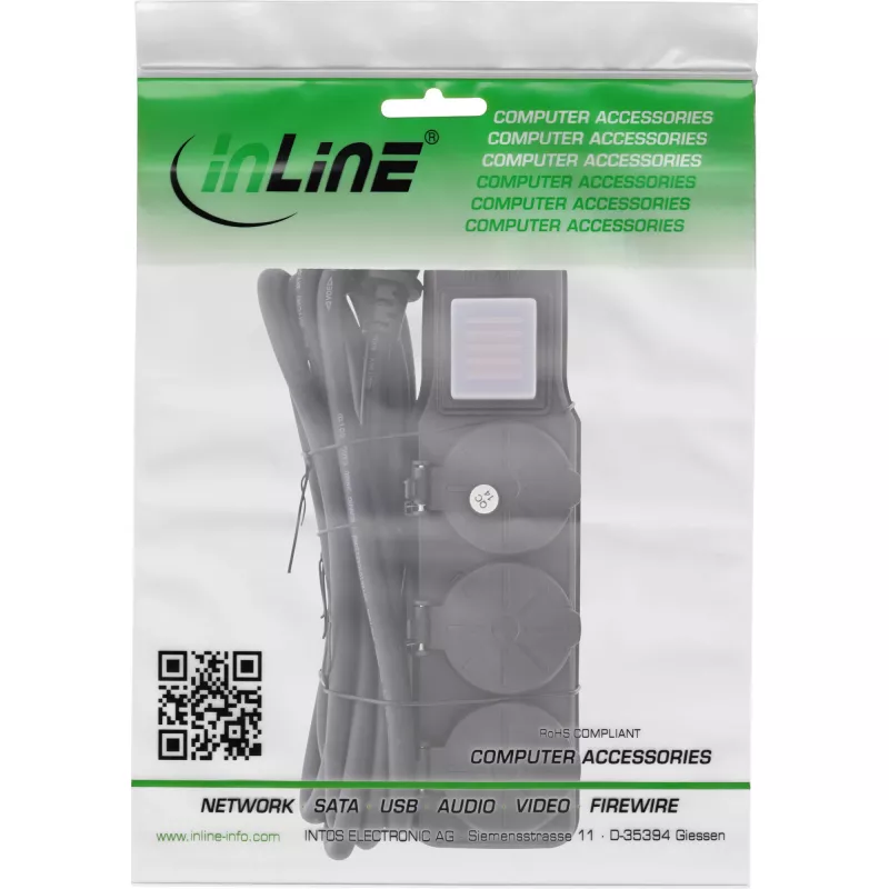 InLine 16493P jatkojohto 5 m 3 AC-lähtöä musta