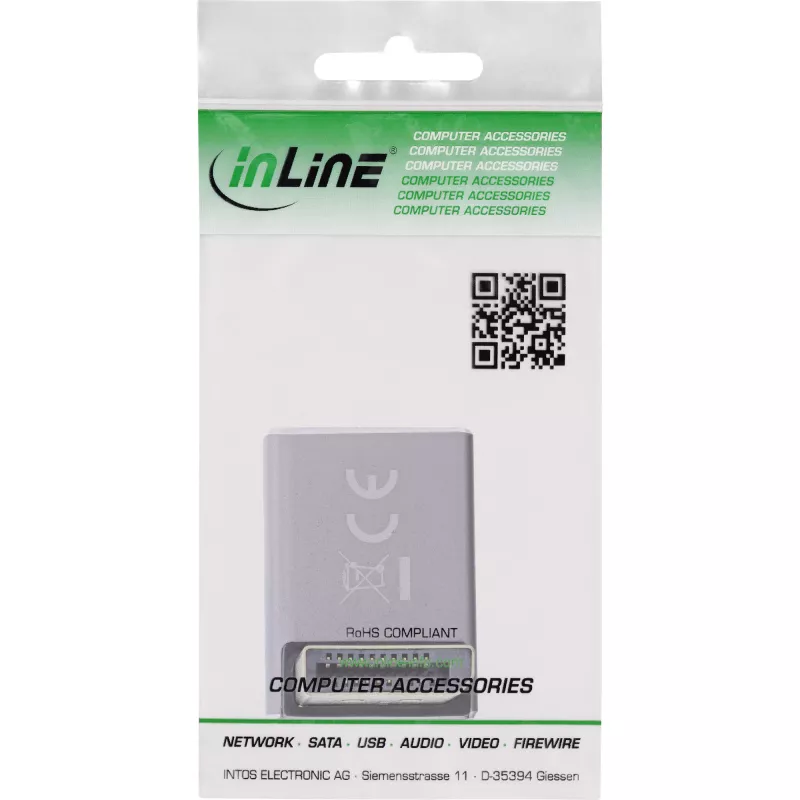 InLine 17291G kaapelin sukupuolenmuunnin DisplayPort harmaa, musta