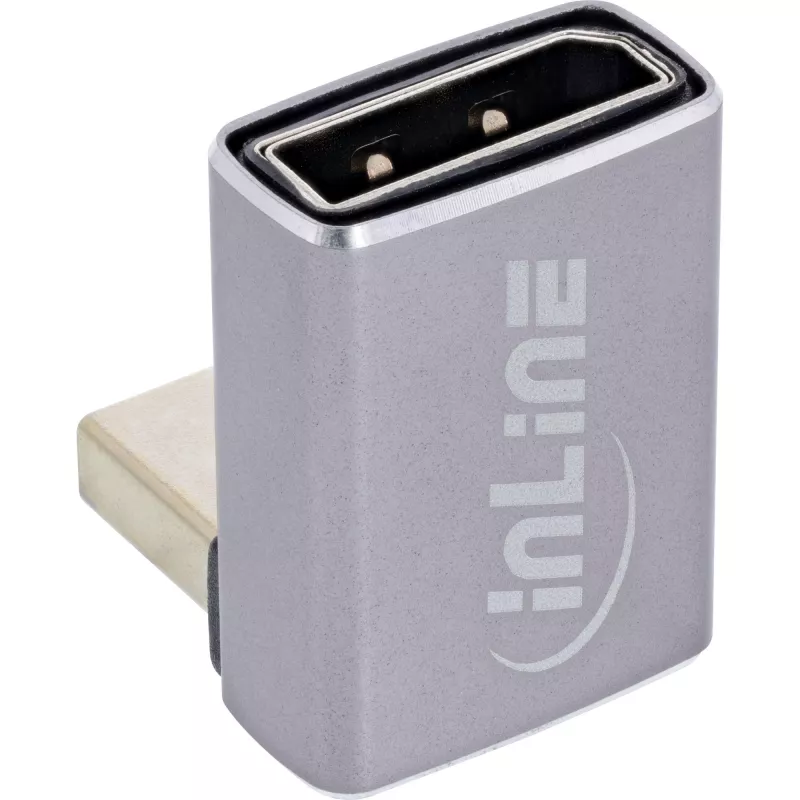 InLine 17291F DisplayPort 1.4 -sovitin, uros/naaras, 90 astetta alas, 8K
