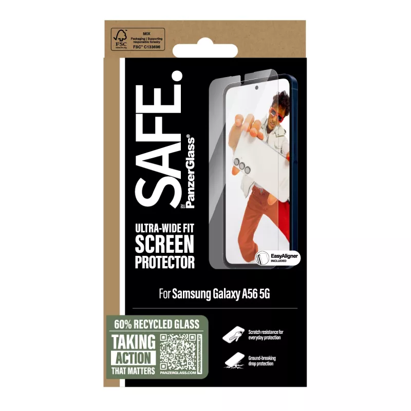 PanzerGlass SAFE. by ® näytönsuoja Samsung Galaxy A56 5G | Ultra-Wide Fit EasyAlignerilla