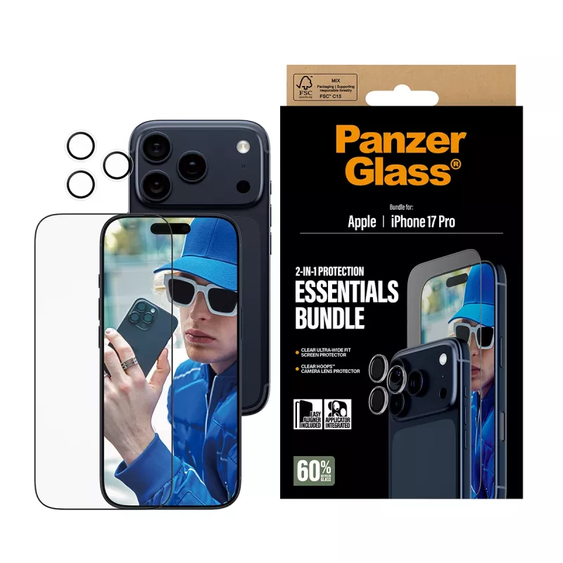PanzerGlass 2-in-1 Essentials -paketti iPhone 17 Pro naarmun- ja iskunkestävä
