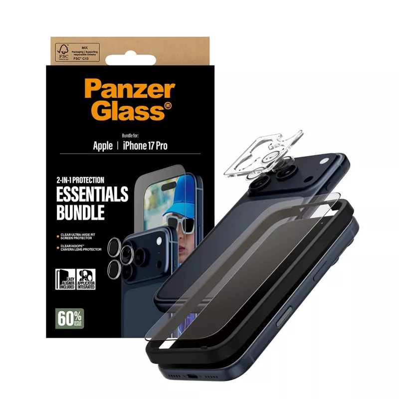 PanzerGlass 2-in-1 Essentials -paketti iPhone 17 Pro naarmun- ja iskunkestävä