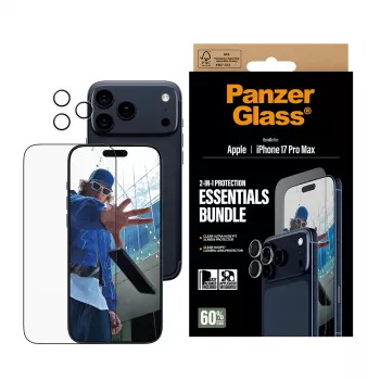 PanzerGlass 2-in-1 Essentials -paketti iPhone 17 Pro Max naarmunkestävä iskunkestävä