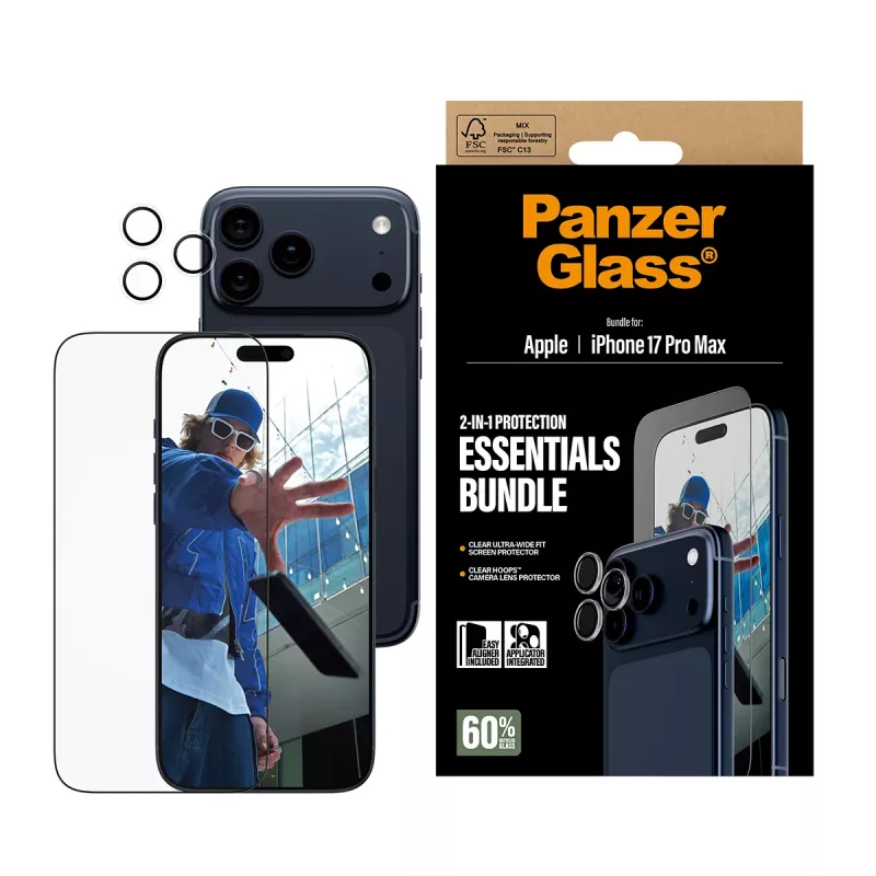 PanzerGlass 2-in-1 Essentials -paketti iPhone 17 Pro Max naarmunkestävä iskunkestävä