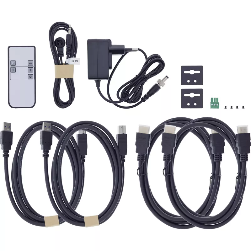 InLine 57885C KVM-kytkin, 2-porttinen, HDMI, 8K@60Hz, USB 3.2, IR:llä ja RS-232:lla