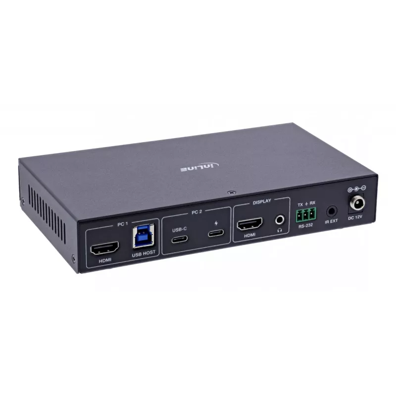 InLine 57885E KVM-kytkin, 2-tieinen, HDMI & USB-C, 4K60Hz
