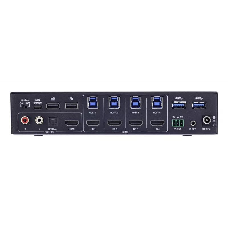 InLine 57885I KVM-kytkin, 4-tieinen, HDMI, 4K60Hz, multiviewer, USB-hubi, musta