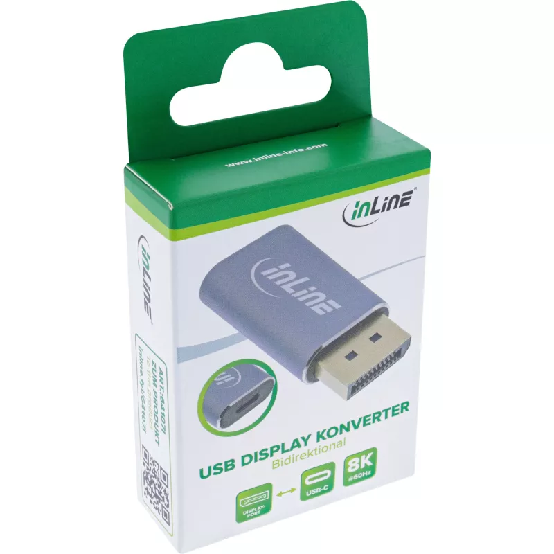 InLine 64107I videokaapeli-adapteri USB Type-C DisplayPort harmaa
