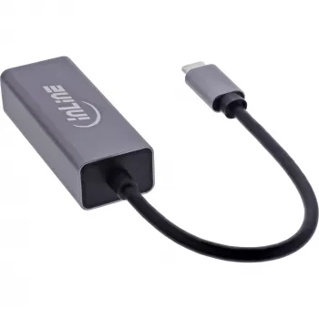 InLine 33380Q RJ-45 adapteri USB Type-C uros 1 Gbit/s harmaa