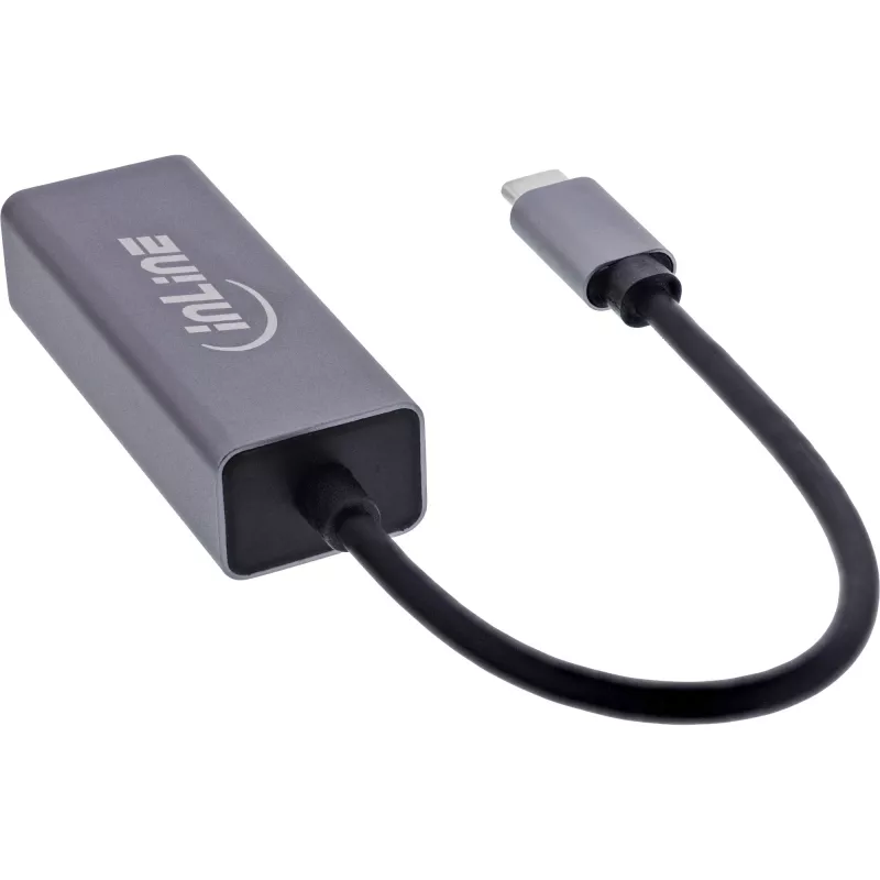 InLine 33380Q RJ-45 adapteri USB Type-C uros 1 Gbit/s harmaa