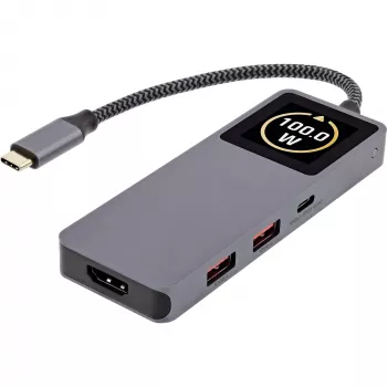 USB-C-keskitin InLine 35392D USB 3.2 Gen 2 Type-C isäntä HDMI, USB-A, USB-C 10000 Mbit/s harmaa